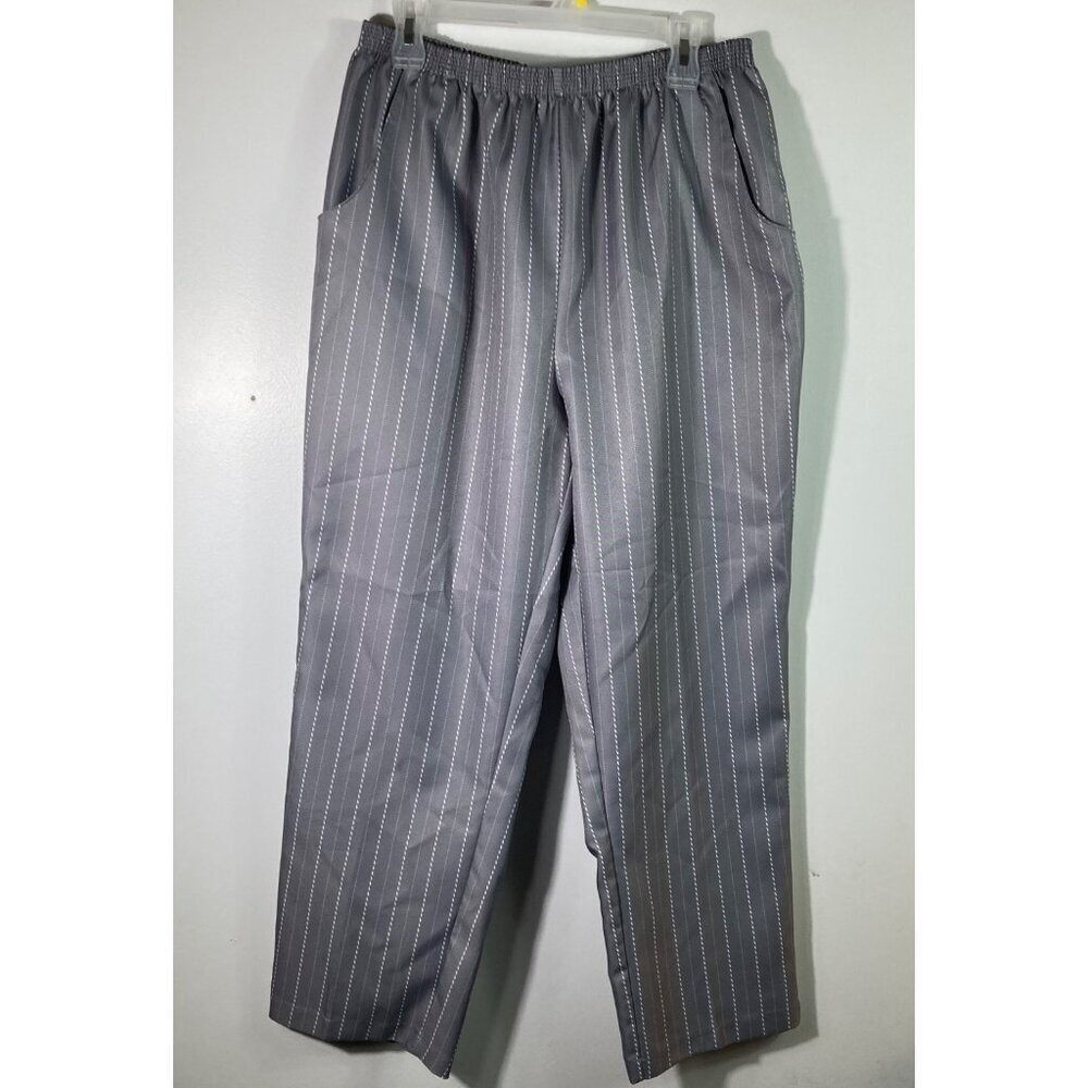 Womens Salon Studio Wide Leg Pin Stripe Poly Pants Gray 18